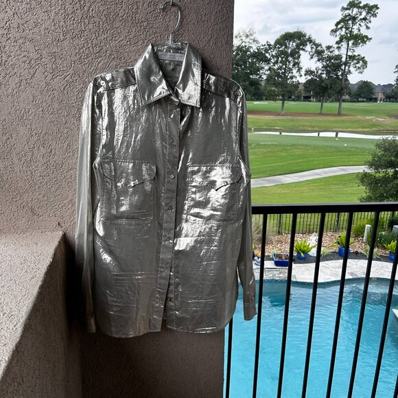 Stella McCartney Metallic Silk Blend Blouse – Size 42 - Picture 2 of 11
